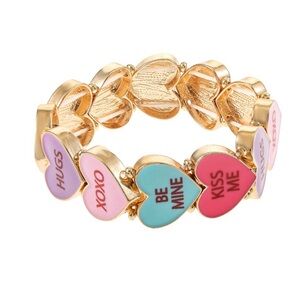 Heart Charm Bracelet - Gold, Pink, Blue